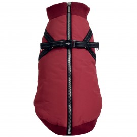 BURGUNDY BOMBER JACKET WITH INTEGRATED HARNESS
